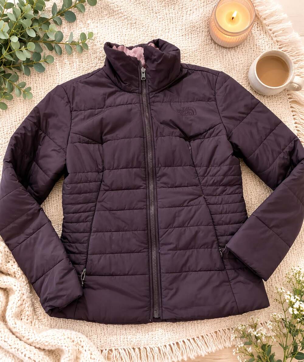 The North Face Women's Purple Quilted Full Zip Jacket Size M (p1)